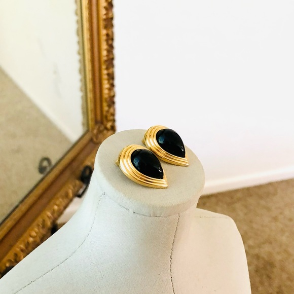 Vintage Signed Black CHRISTIAN DIOR Earrings - Picture 13 of 15